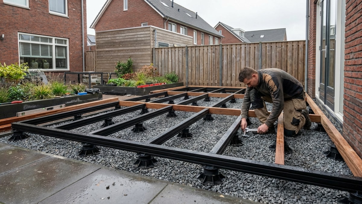 Vlonder onderbouw installeren - basis voor terras