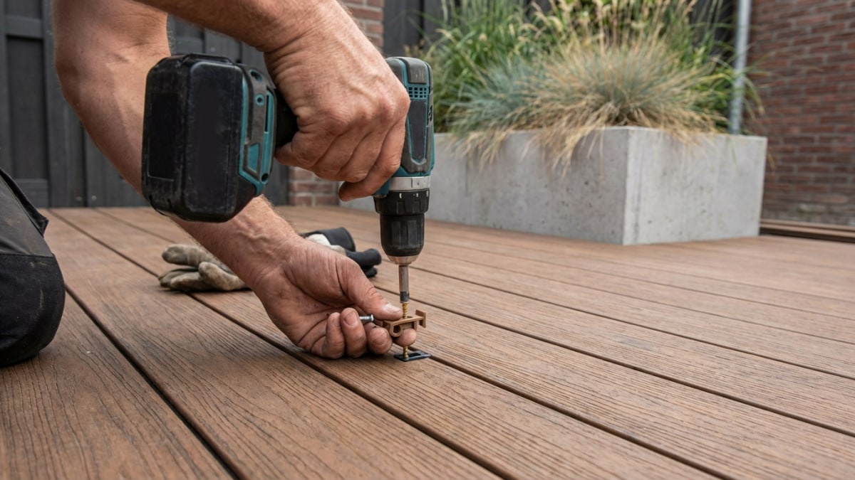 Vlonder aanleggen met clip systeem - composiet planken