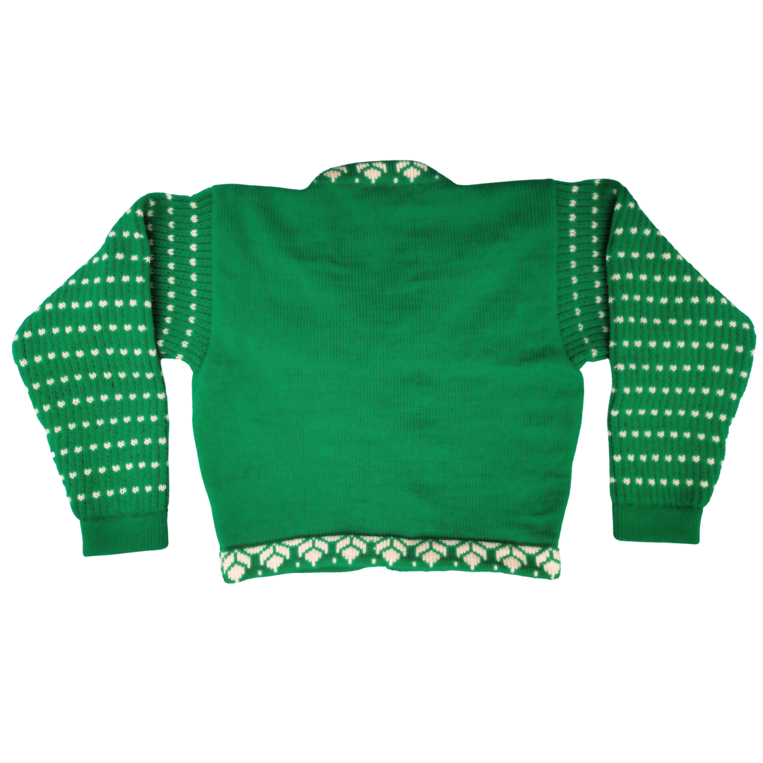 Green & White Dotted Flower Woolen Blouse Sweater for Women – Stylish Winter Wear - View 7 of 7 - Premium wool sweater