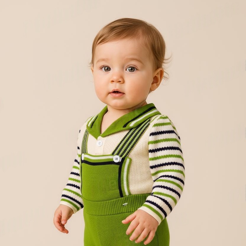 Woolen Winter Full Suit Dungaree top bottom Set for Baby Girls and Boys Sweater Lower Set - Premium wool sweater from Sonai Knitcraft. Buy winter sweaters online.