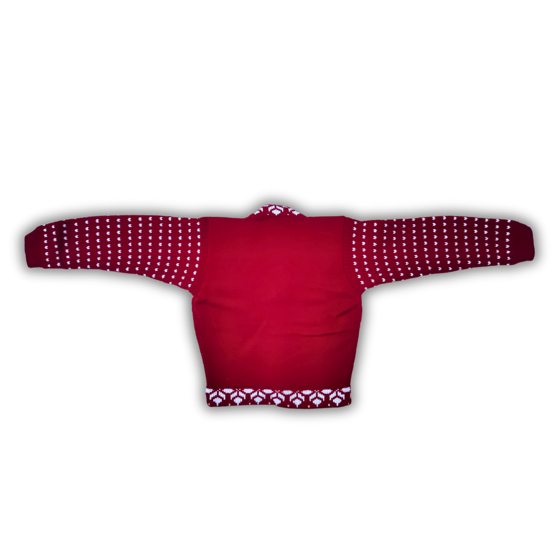 Trendy Maroon Full Dotted Sleeve Round Neck Blouse for Women by Sonai Knitcraft - View 6 of 8 - Premium wool sweater