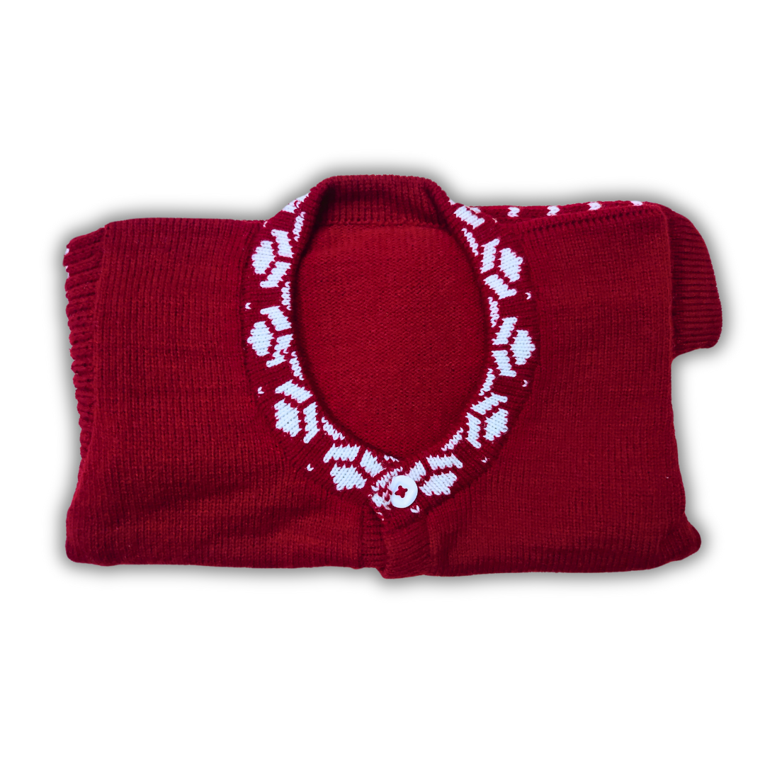 Trendy Maroon Full Dotted Sleeve Round Neck Blouse for Women by Sonai Knitcraft - View 8 of 8 - Premium wool sweater