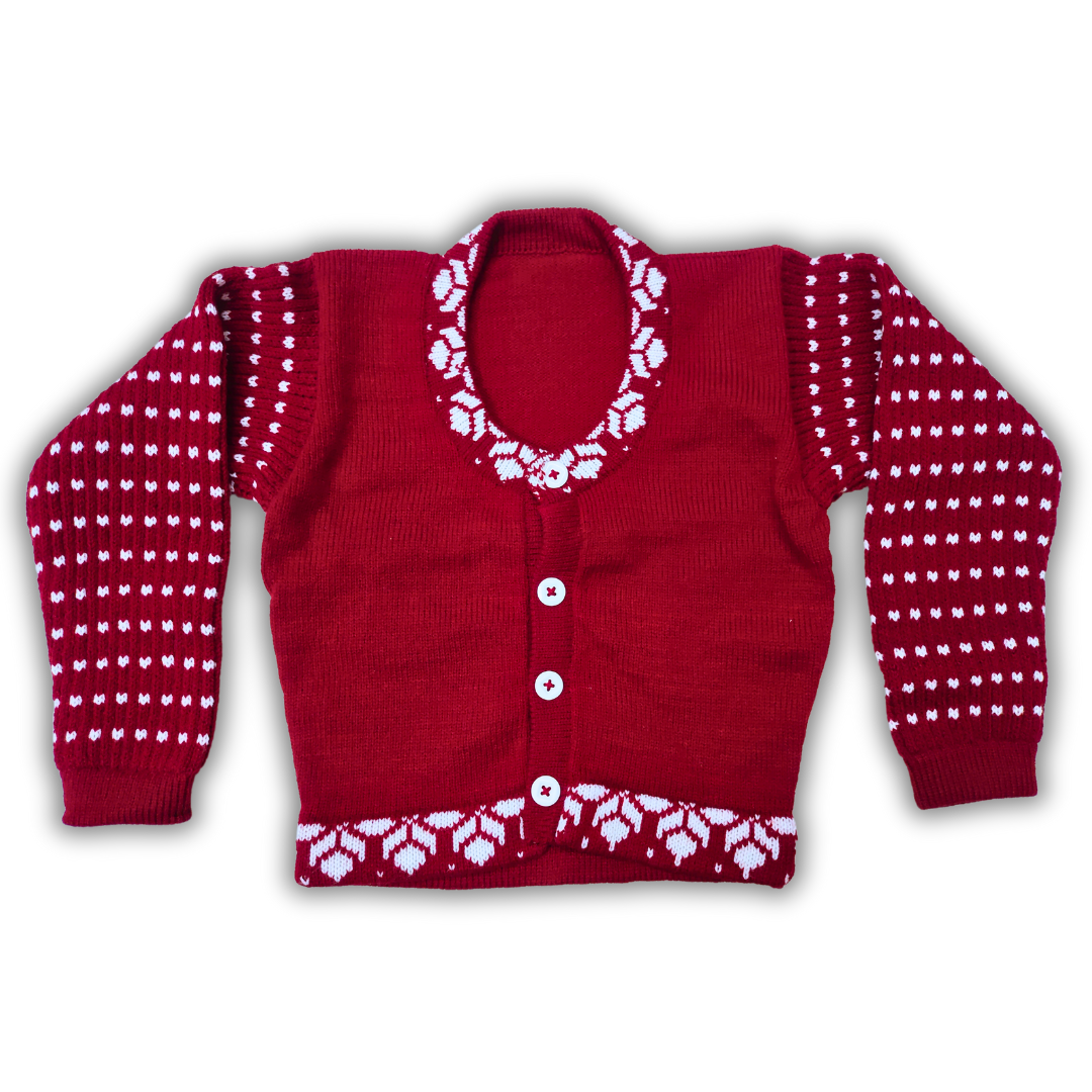 Trendy Maroon Full Dotted Sleeve Round Neck Blouse for Women by Sonai Knitcraft - View 5 of 8 - Premium wool sweater