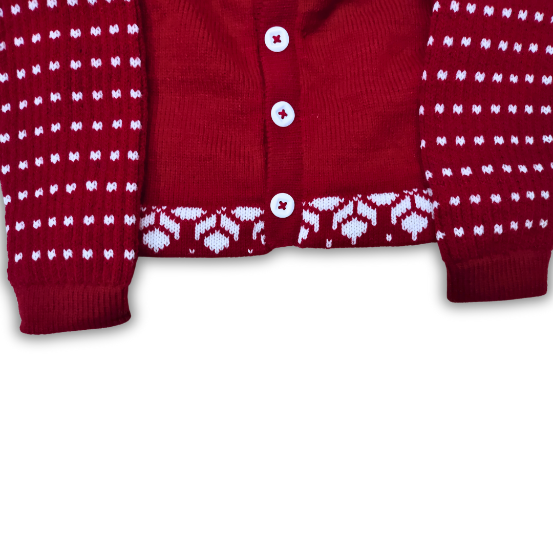 Trendy Maroon Full Dotted Sleeve Round Neck Blouse for Women by Sonai Knitcraft - View 7 of 8 - Premium wool sweater