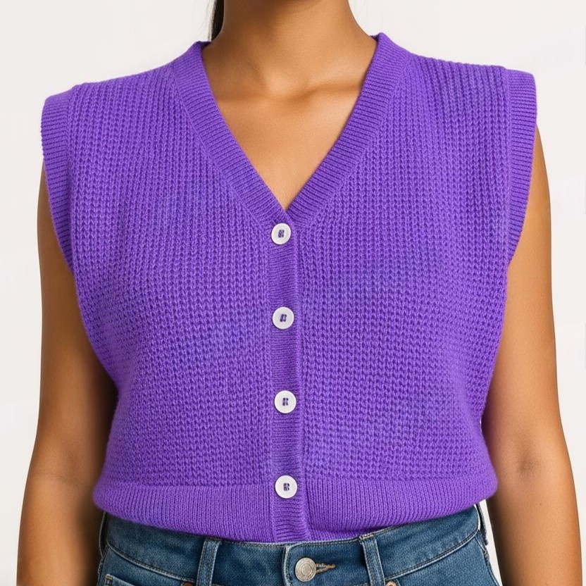 Trendy Sleeveless Blouse for Women Stylish Winter Top Versatile Fashion by Sonai Knitcraft - View 2 of 7 - Premium wool sweater