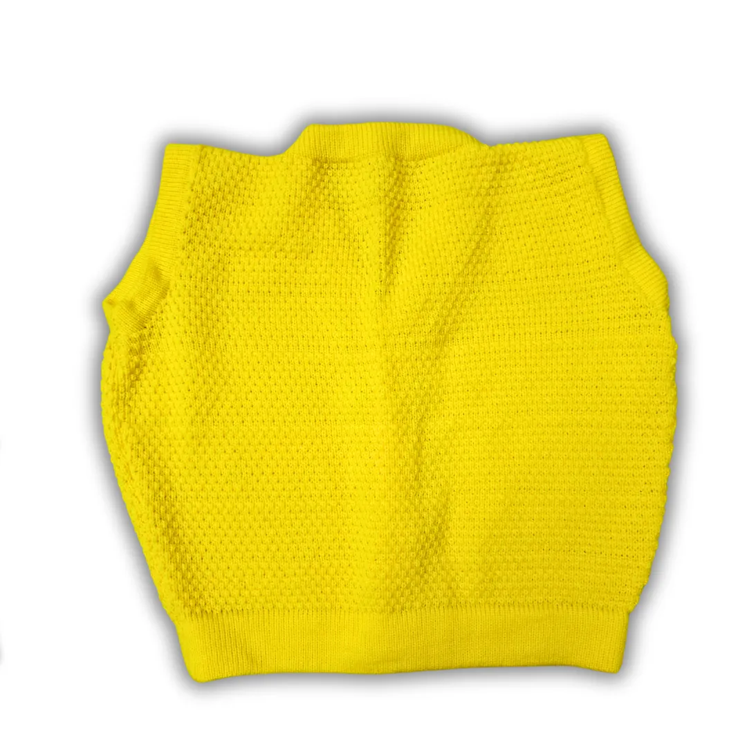 Trendy Sleeveless Yellow Blouse for Women Stylish Winter Top Versatile Fashion by Sonai Knitcraft - View 6 of 6 - Premium wool sweater