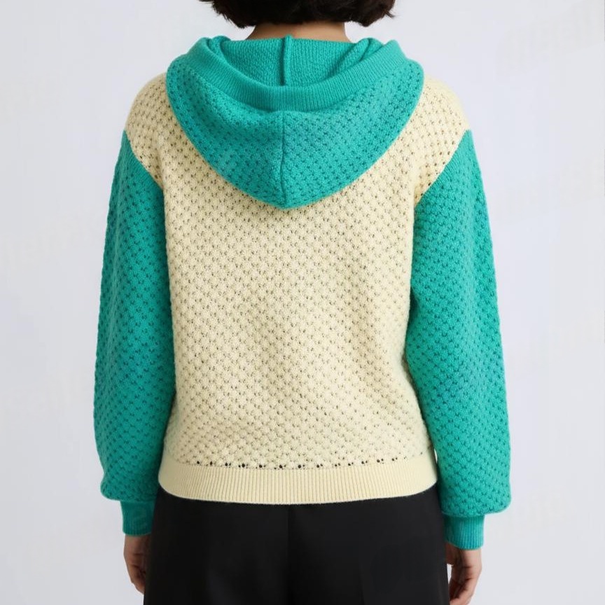 Sea Green & Cream white hoodie top wear for boys and girls - View 2 of 7 - Premium wool sweater