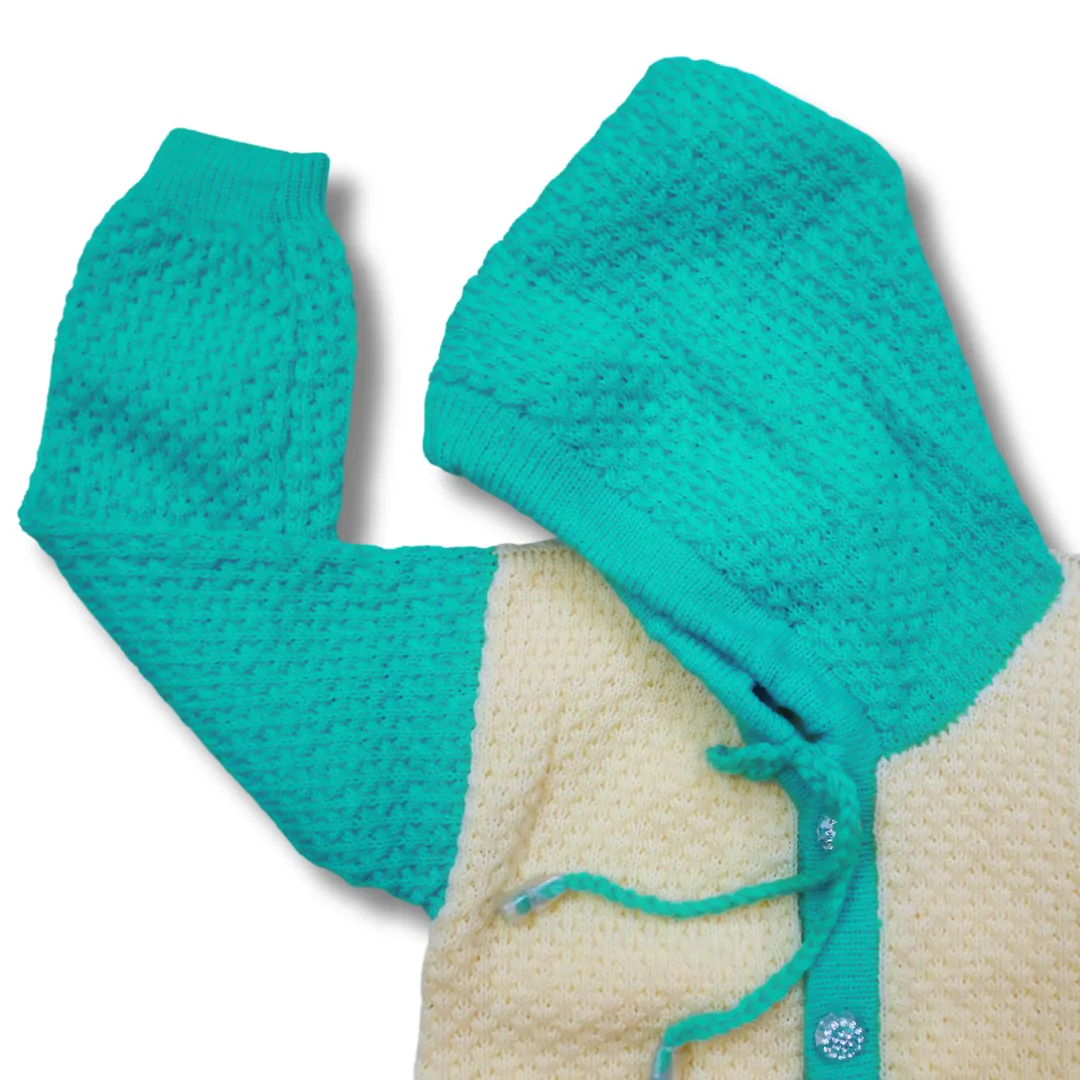Sea Green & Cream white hoodie top wear for boys and girls - View 7 of 7 - Premium wool sweater