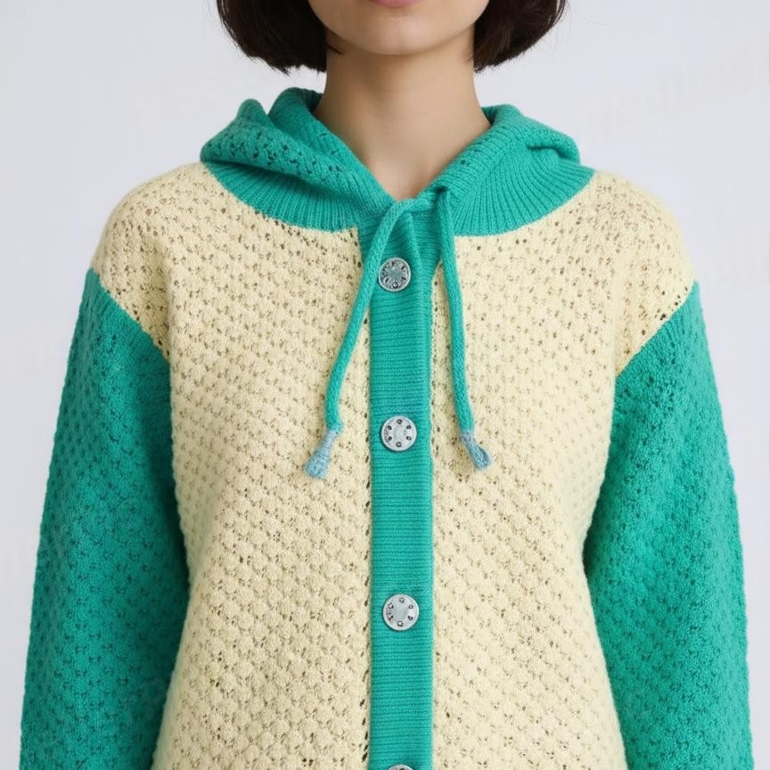 Sea Green & Cream white hoodie top wear for boys and girls - View 4 of 7 - Premium wool sweater