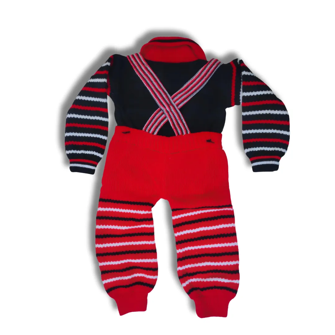Woolen Winter Full Suit Dungaree top bottom Set for Baby Girls and Boys Sweater - View 4 of 7 - Premium wool sweater