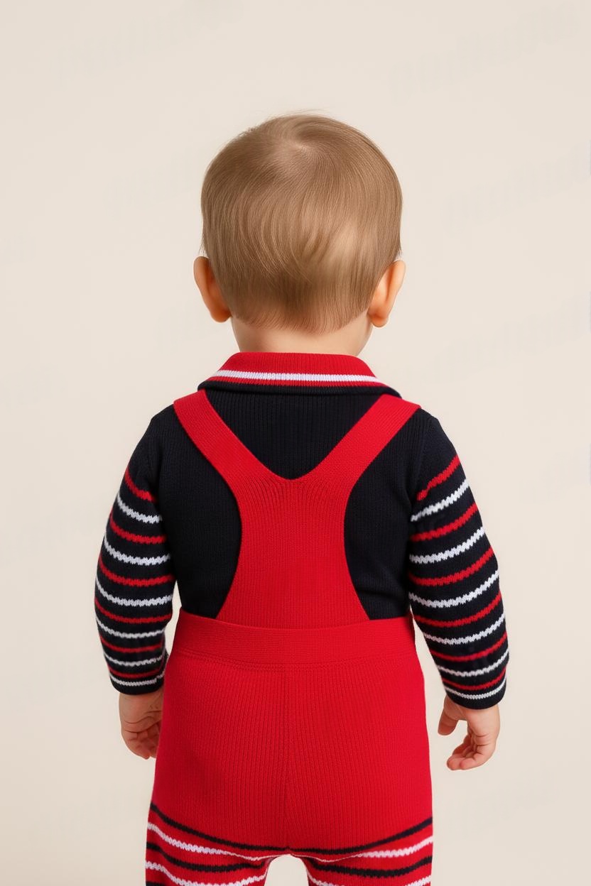 Woolen Winter Full Suit Dungaree top bottom Set for Baby Girls and Boys Sweater - View 6 of 7 - Premium wool sweater