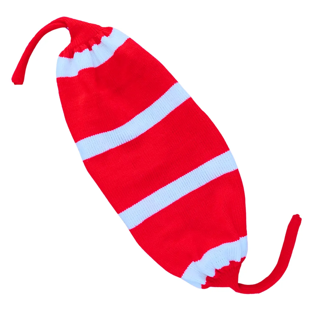 Chic Red Bou Tupi with White Stripes for Women – Free Size Winter 2026 - View 4 of 4 - Premium wool sweater