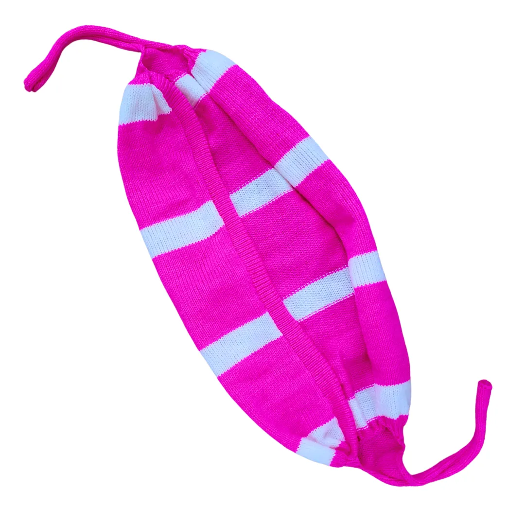 Pink Bou Tupi with White Stripes for Women – Free Size Winter Cap - View 2 of 5 - Premium wool sweater