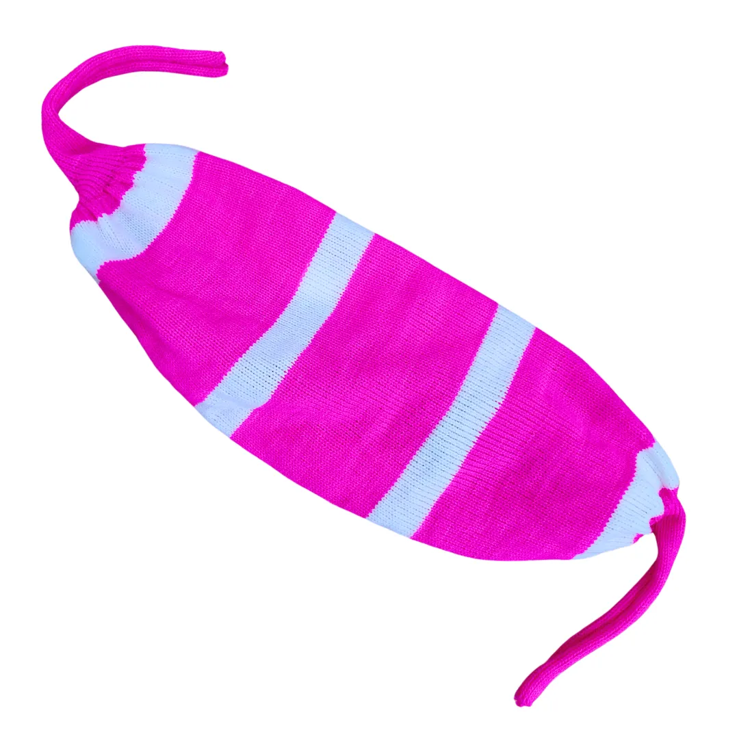 Pink Bou Tupi with White Stripes for Women – Free Size Winter Cap - View 4 of 5 - Premium wool sweater