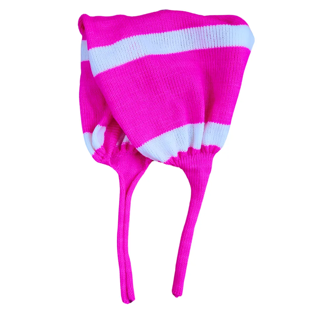 Pink Bou Tupi with White Stripes for Women – Free Size Winter Cap - View 5 of 5 - Premium wool sweater