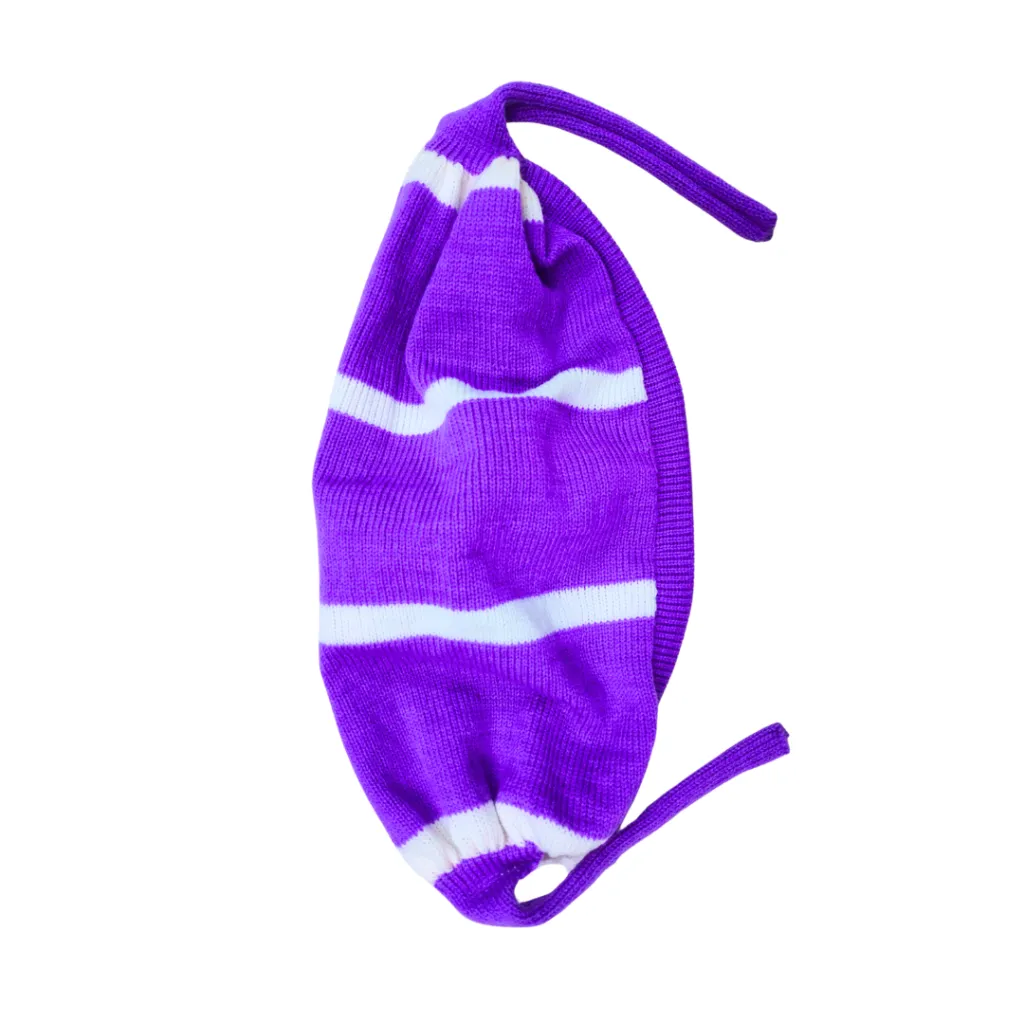 Purple and White Stripe Hand-Knitted bou tupi - View 5 of 5 - Premium wool sweater