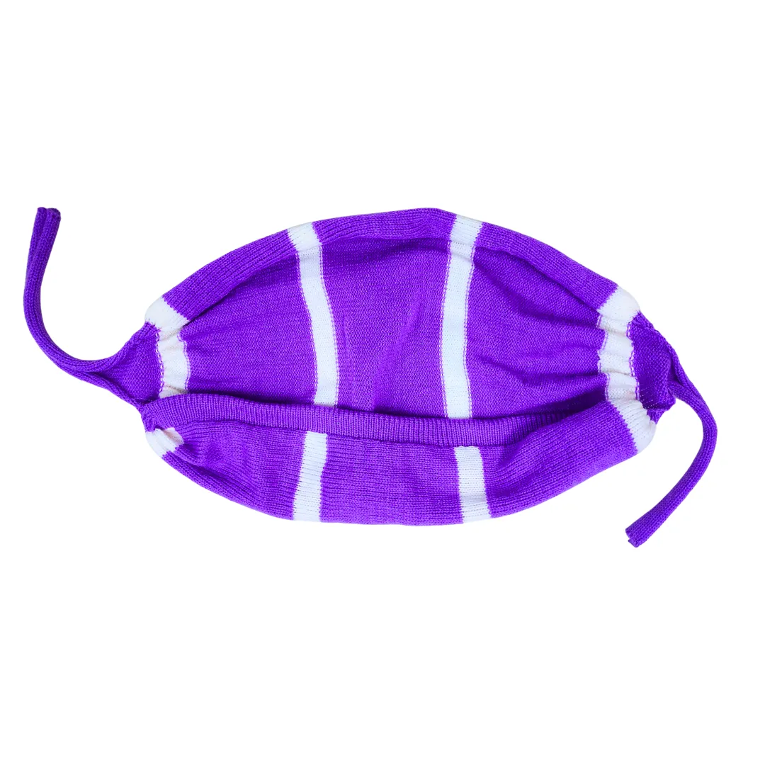 Purple and White Stripe Hand-Knitted bou tupi - View 4 of 5 - Premium wool sweater