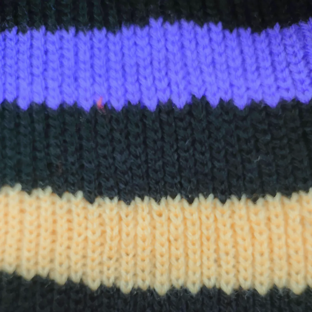 Black Yellow and Purple Winter Cap Hat Unisex Design for Men - View 2 of 3 - Premium wool sweater