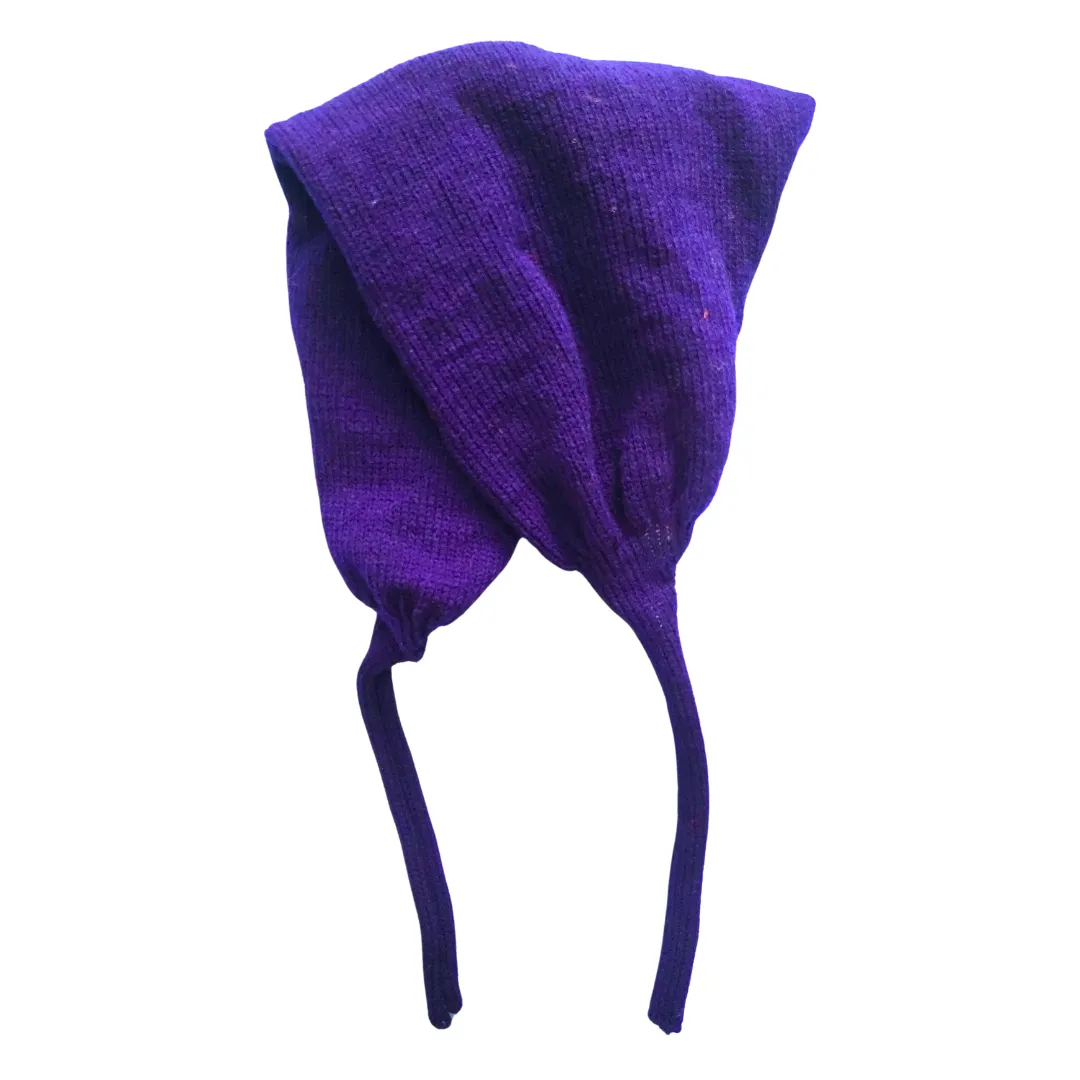 Solid Navy Blue Hand-Knitted Winter Cover Head Cap and Scarf Set for Women and Girls - View 4 of 4 - Premium wool sweater