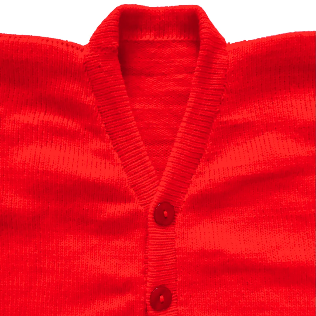 Solid Bright Red Buttoned School Uniform Sweater for Girls 2026 - View 4 of 8 - Premium wool sweater