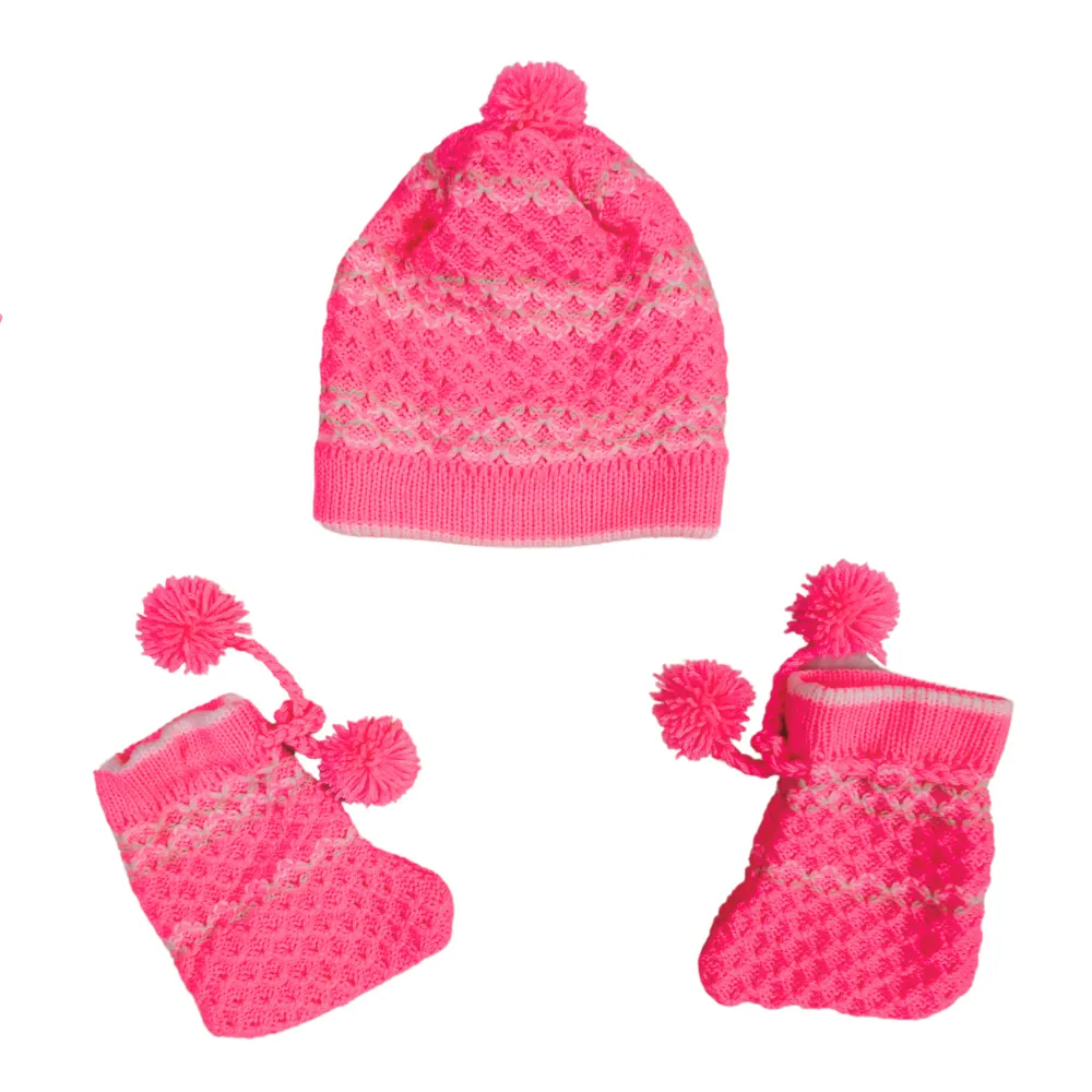 Complete Baby Winter Set: Woolen Frock, Lower, Cap & Socks by Sonai Knitcraft (0-24 Months) - View 3 of 4 - Premium wool sweater