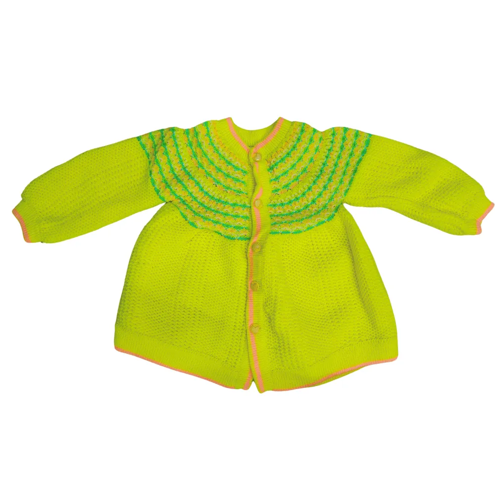 2026 Lemon Baby Girl Woolen Set - Handmade Knitted Frock, Cap & Booties | Unisex Newborn Outfit - View 3 of 4 - Premium wool sweater