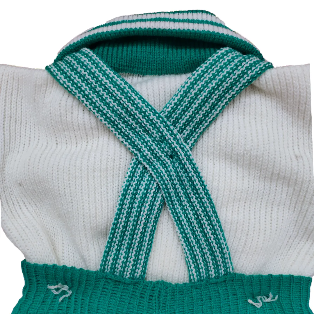 Unisex Toddler Woolen Dungaree Set | Stylish Green & White Knitted Winter Wear - View 6 of 8 - Premium wool sweater