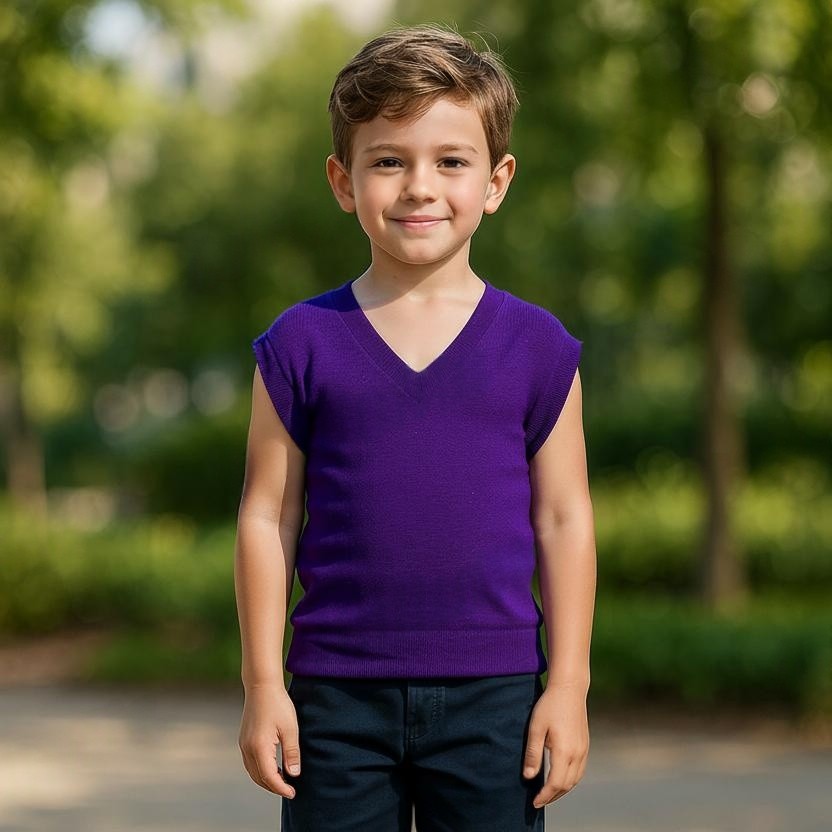 Solid Navy Blue Half Sleeve Sweater for Boys – School Essentials - View 7 of 8 - Premium wool sweater