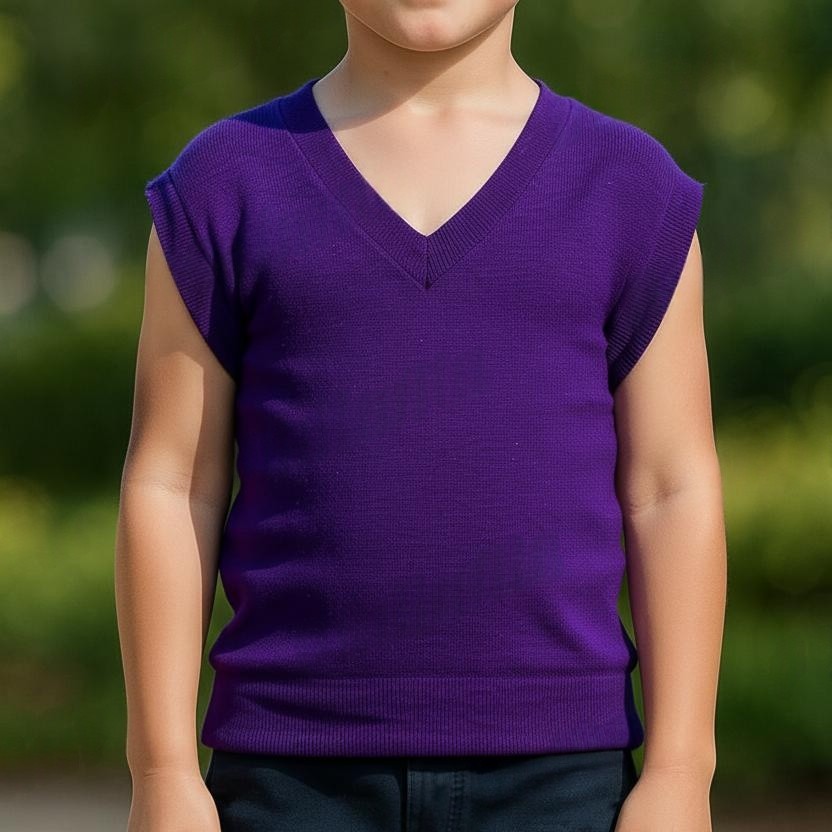 Solid Navy Blue Half Sleeve Sweater for Boys – School Essentials - View 3 of 8 - Premium wool sweater