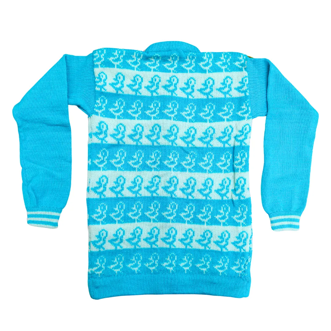 Adorable Aqua Blue & White Duck Printed Cardigan for Girls – A Must-Have for Winter 2026 - View 4 of 7 - Premium wool sweater