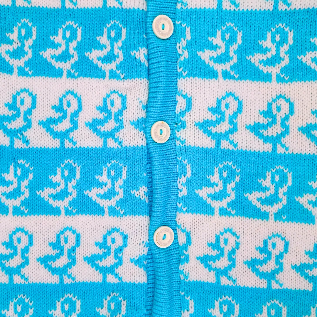 Adorable Aqua Blue & White Duck Printed Cardigan for Girls – A Must-Have for Winter 2026 - View 6 of 7 - Premium wool sweater