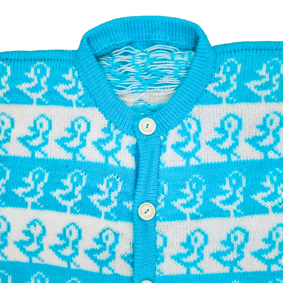 Adorable Aqua Blue & White Duck Printed Cardigan for Girls – A Must-Have for Winter 2026 - View 7 of 7 - Premium wool sweater
