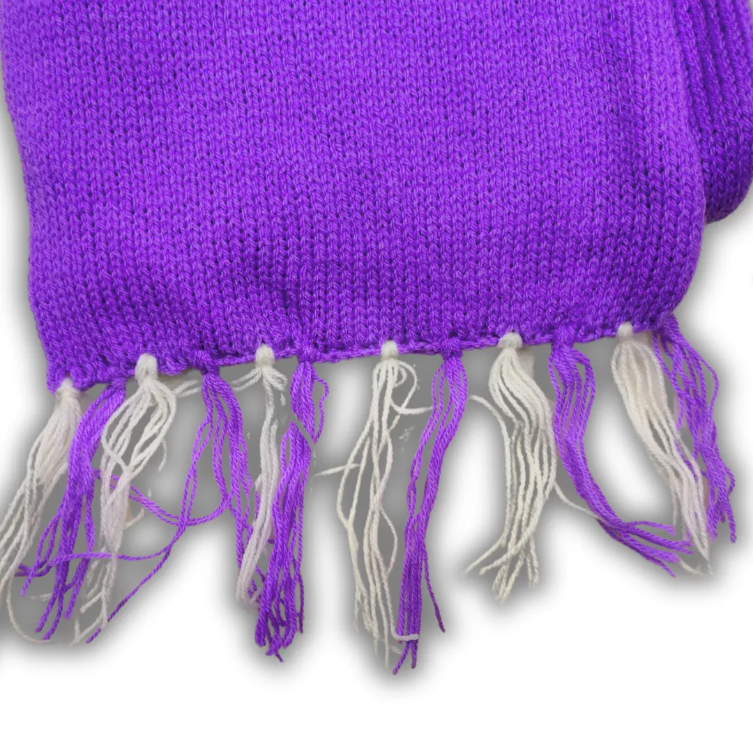 Purple and White Woolen Muffler by Sonai Knitcraft - View 6 of 6 - Premium wool sweater