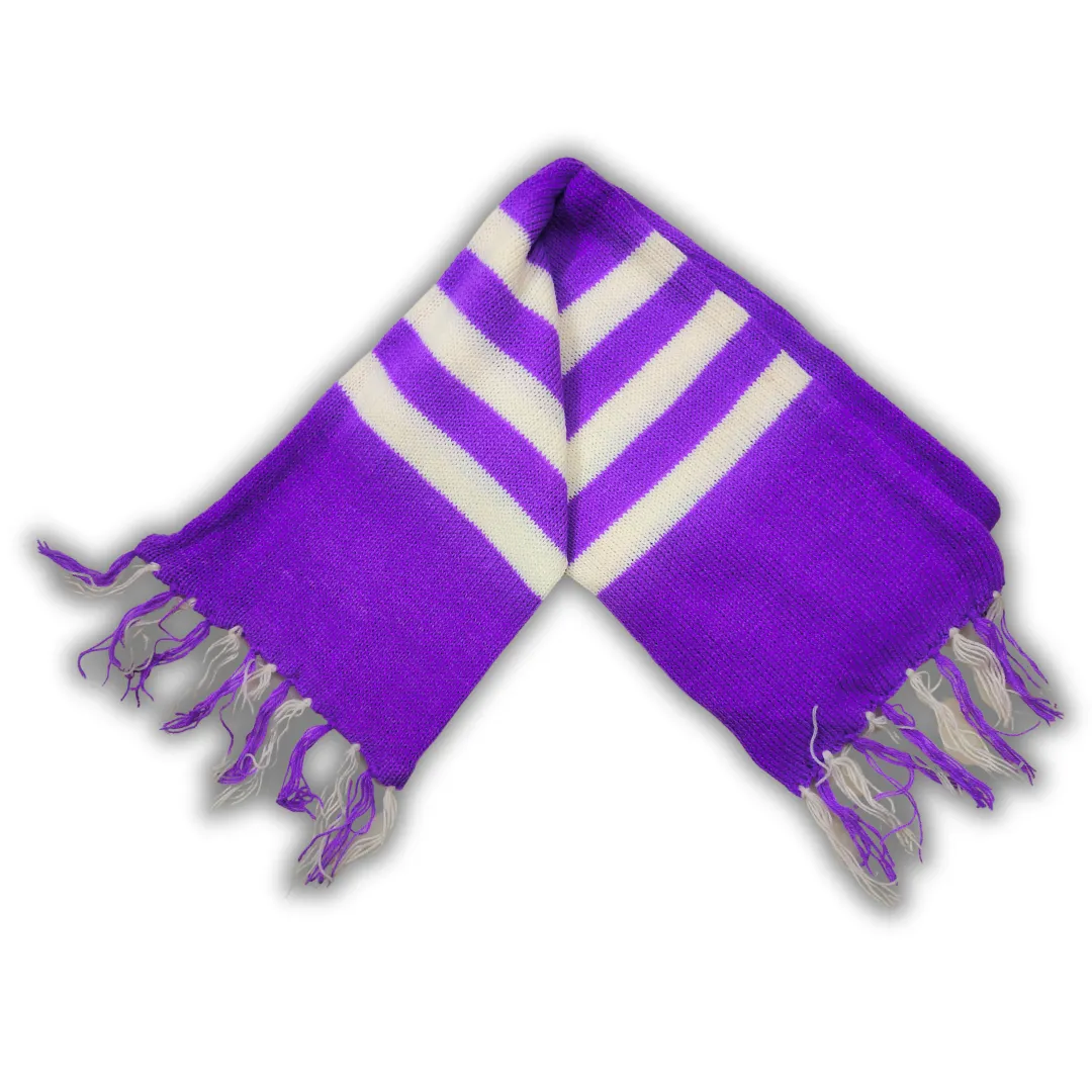 Purple and White Woolen Muffler by Sonai Knitcraft - View 3 of 6 - Premium wool sweater