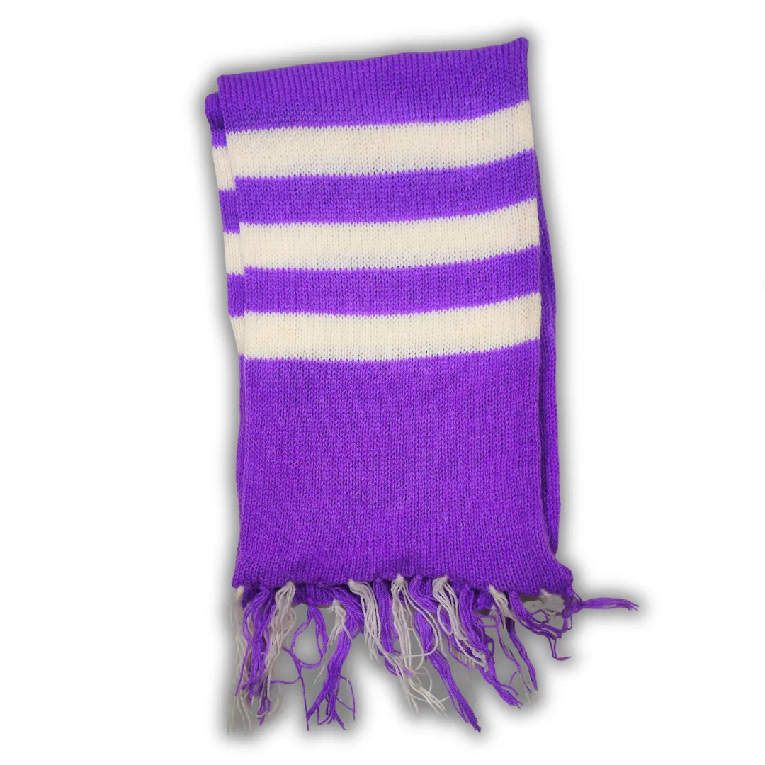 Purple and White Woolen Muffler by Sonai Knitcraft - View 5 of 6 - Premium wool sweater