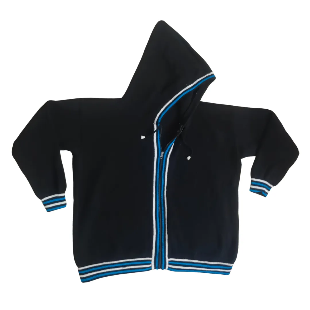 Hooded Stripe Men Sweater – Zip-Up Winter Knit (XXL Size)