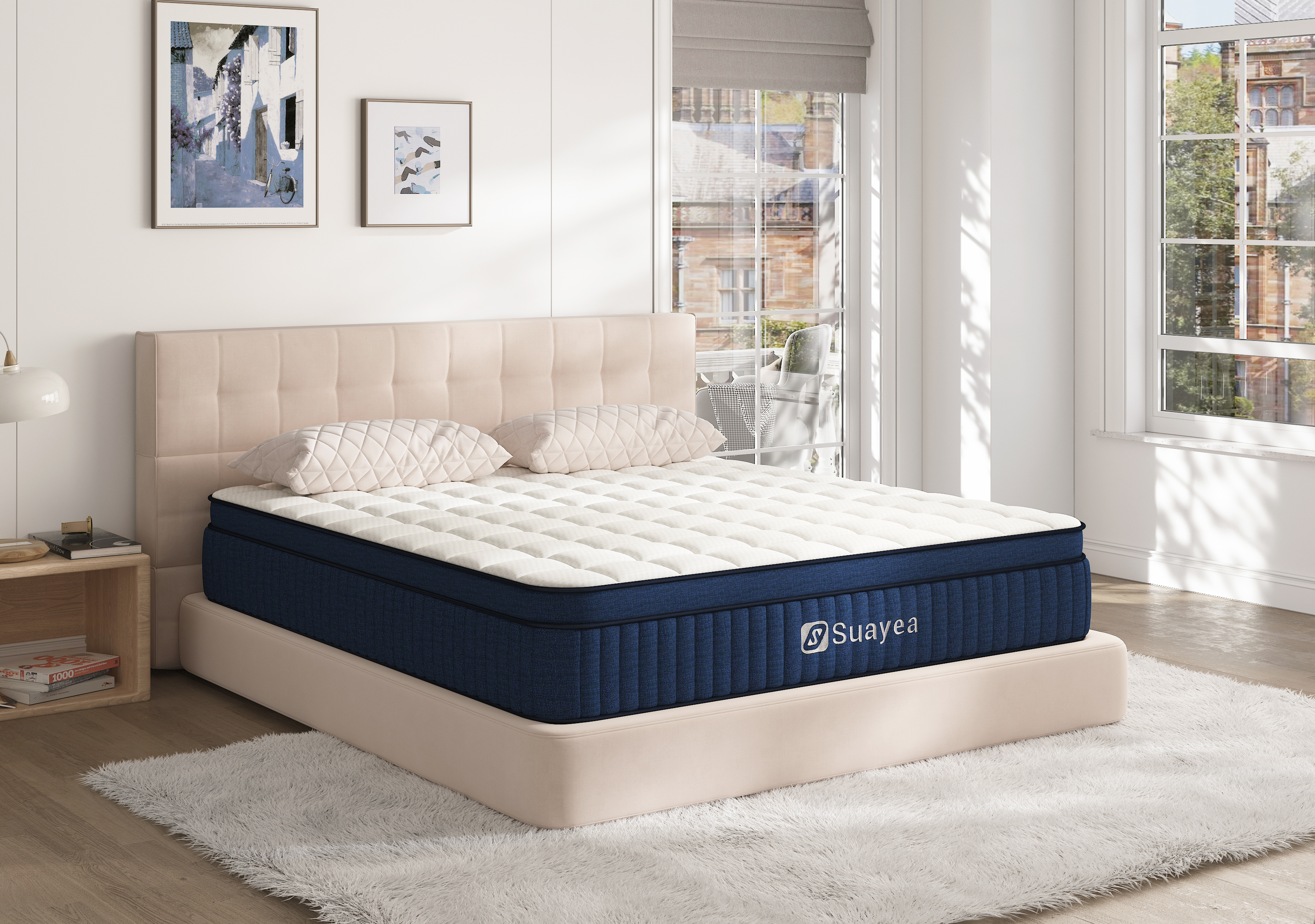 SUAYEA King Mattress,10 Inch King Size Mattress in a Box,Hybrid Mattress  King Size, Ultimate Motion Isolation with Gel Memory Foam and Pocket  Spring, Medium Firm Mattress, Edge Support 