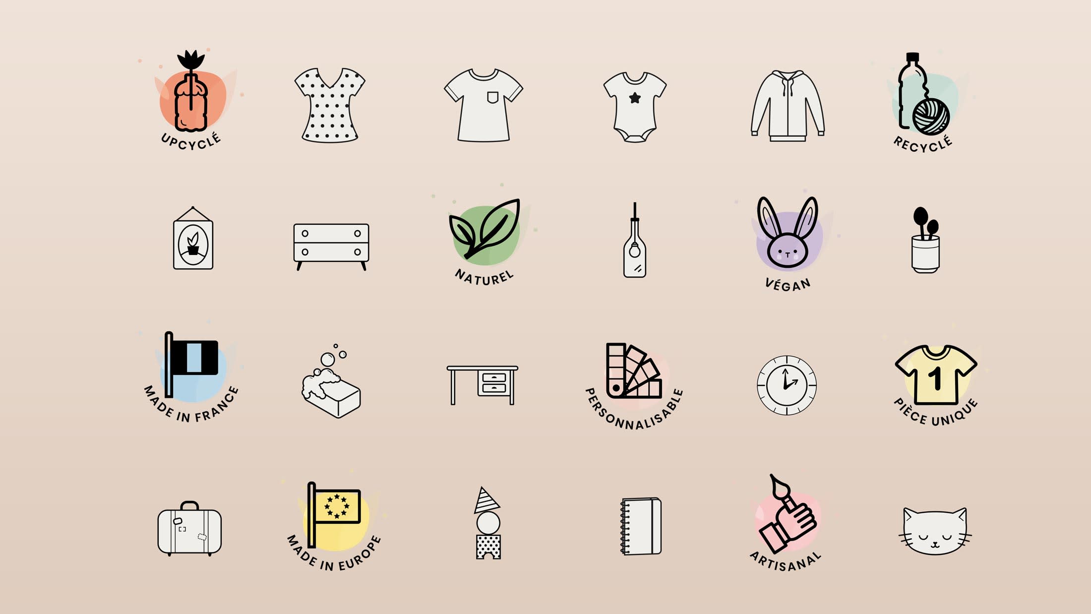 Création - illustration de set d'icones pour un e-shop