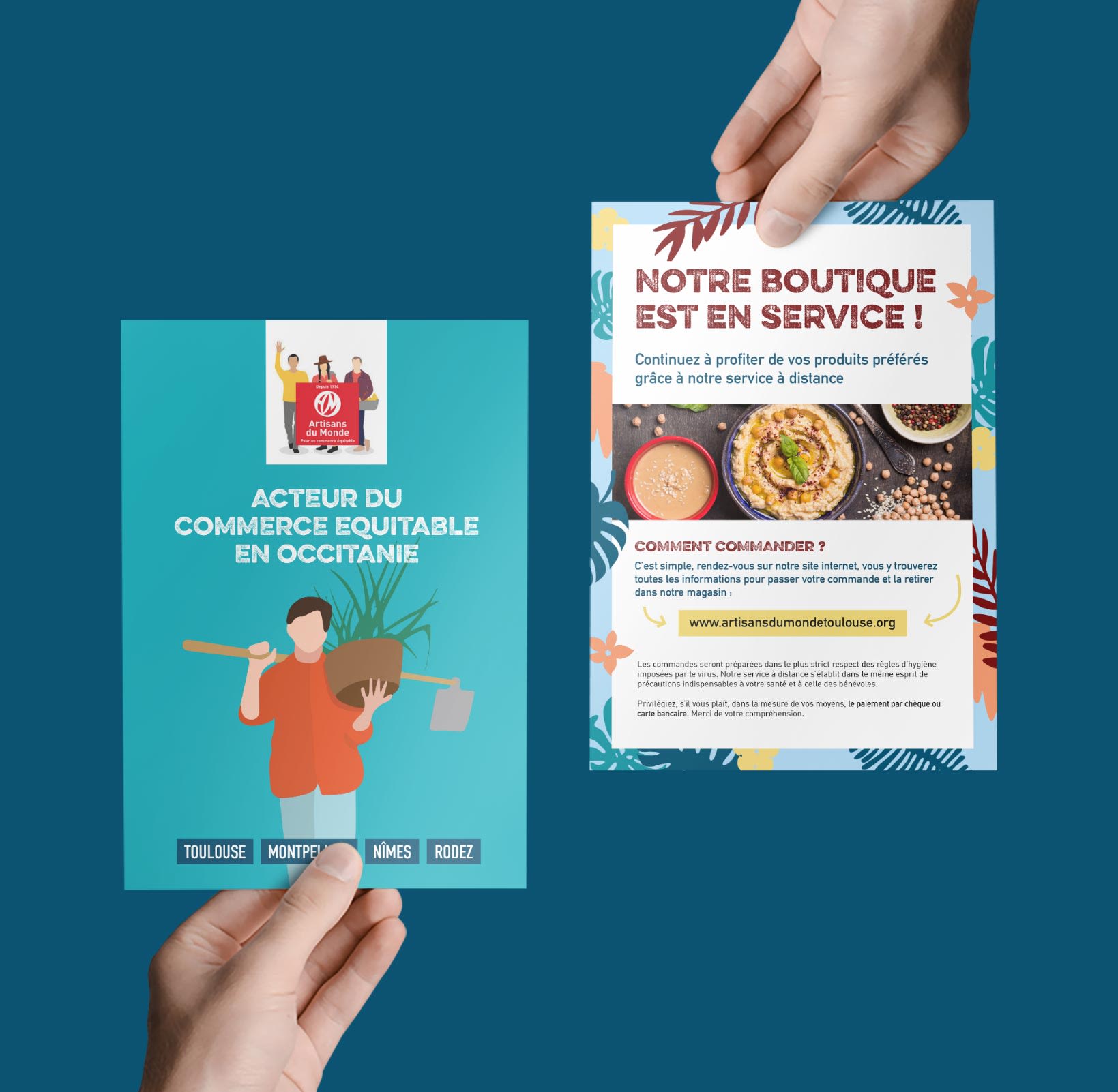 Diverses créations Print et Web pour l'association Artisans du Monde Toulouse