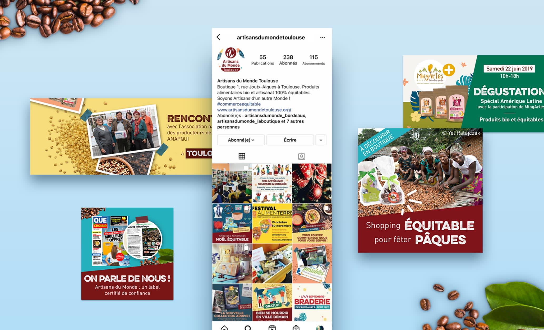 Graphisme pour divers bannières pour les réseaux sociaux Instagram et Facebook