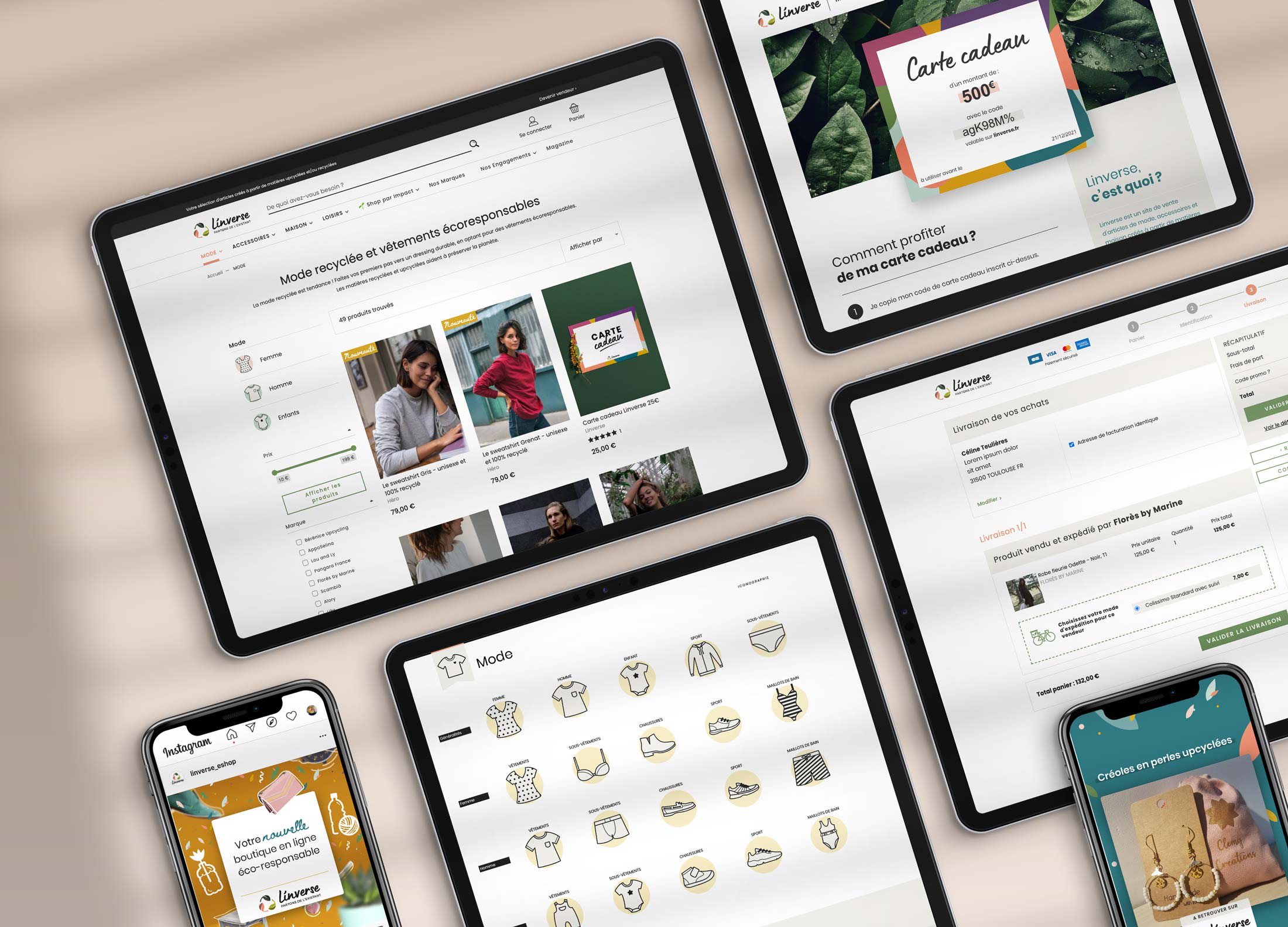 Graphisme de templates responsive fiche produit, panier d'achat,...