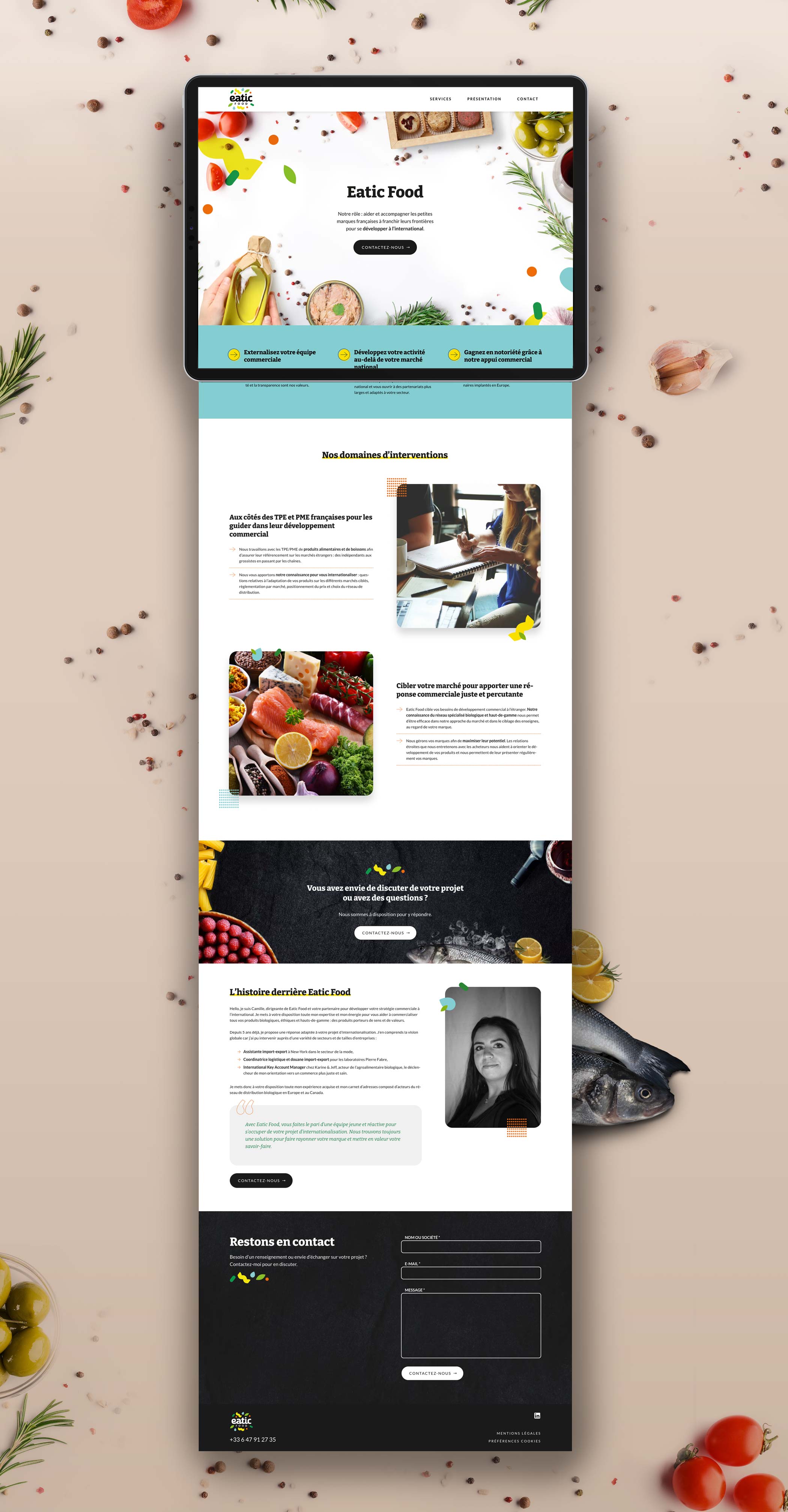 Maquette graphique du site one page ou single page