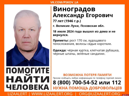 Пропажа пенсионера в Великих Луках