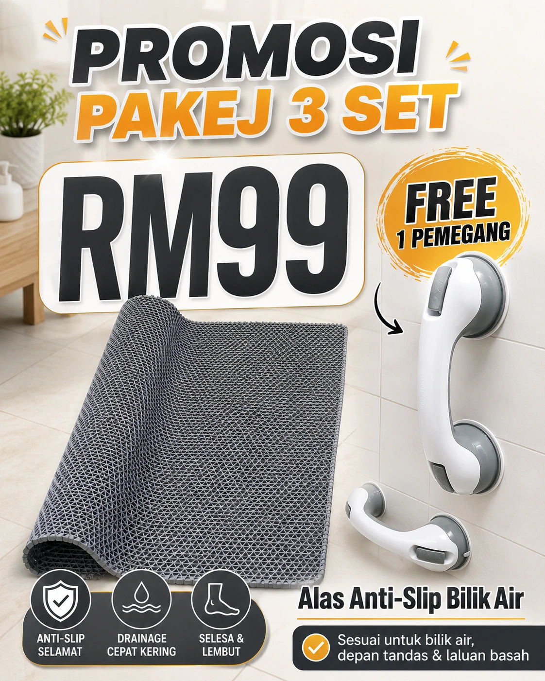 [Imej Pakej 3 Unit dan Pemegang Keselamatan]