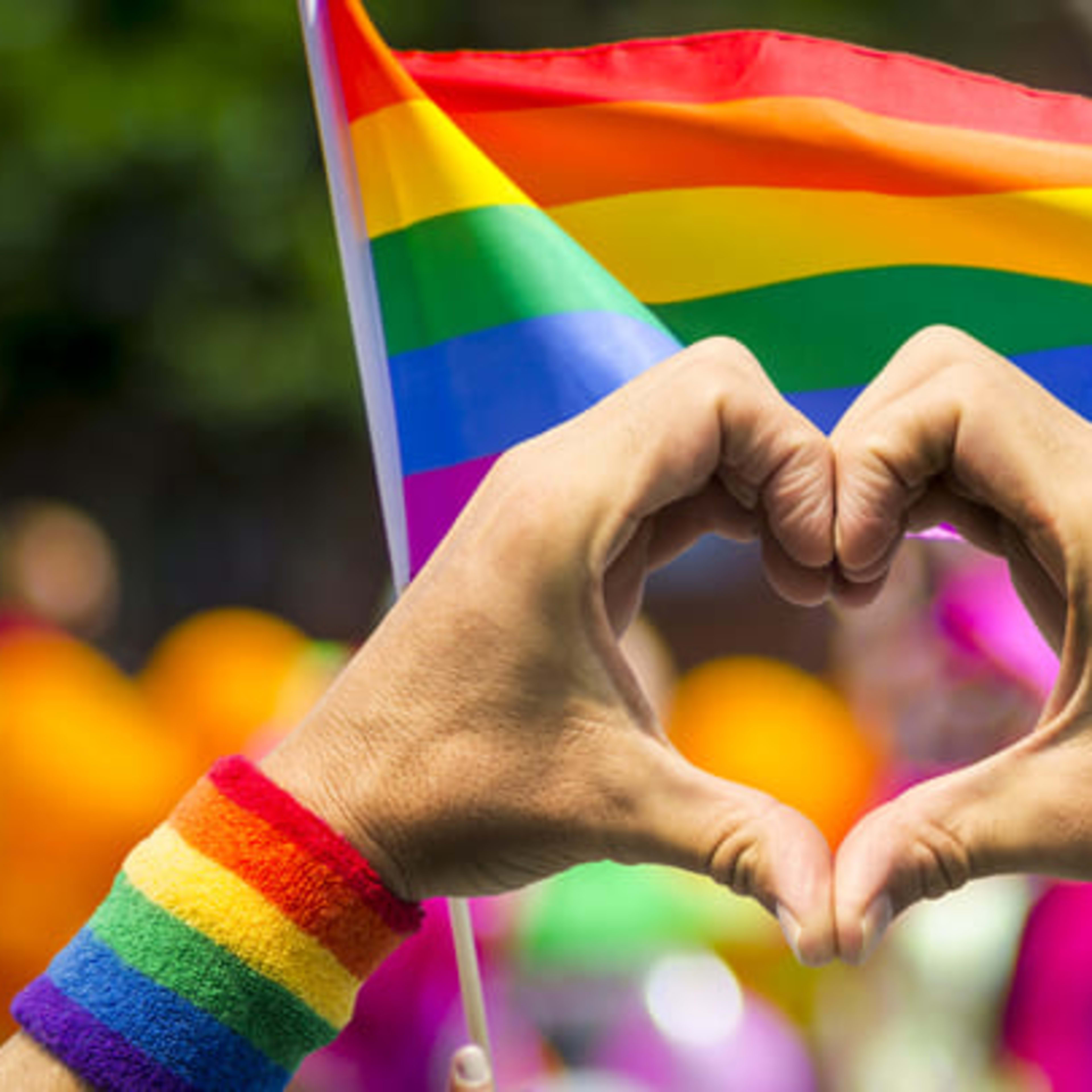 Hands forming a heart shape at the Pride festival