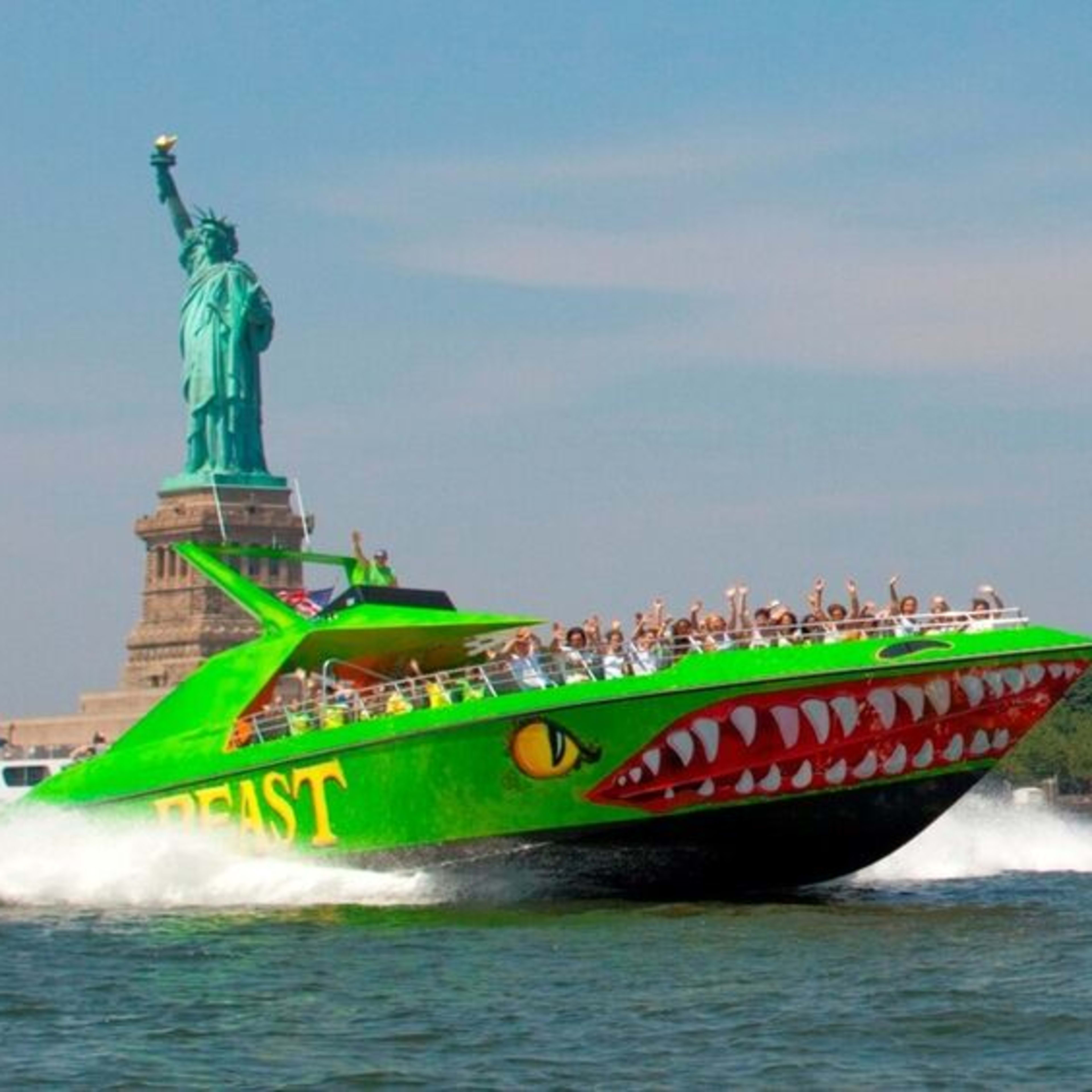 The Beast at the Statue of Liberty.