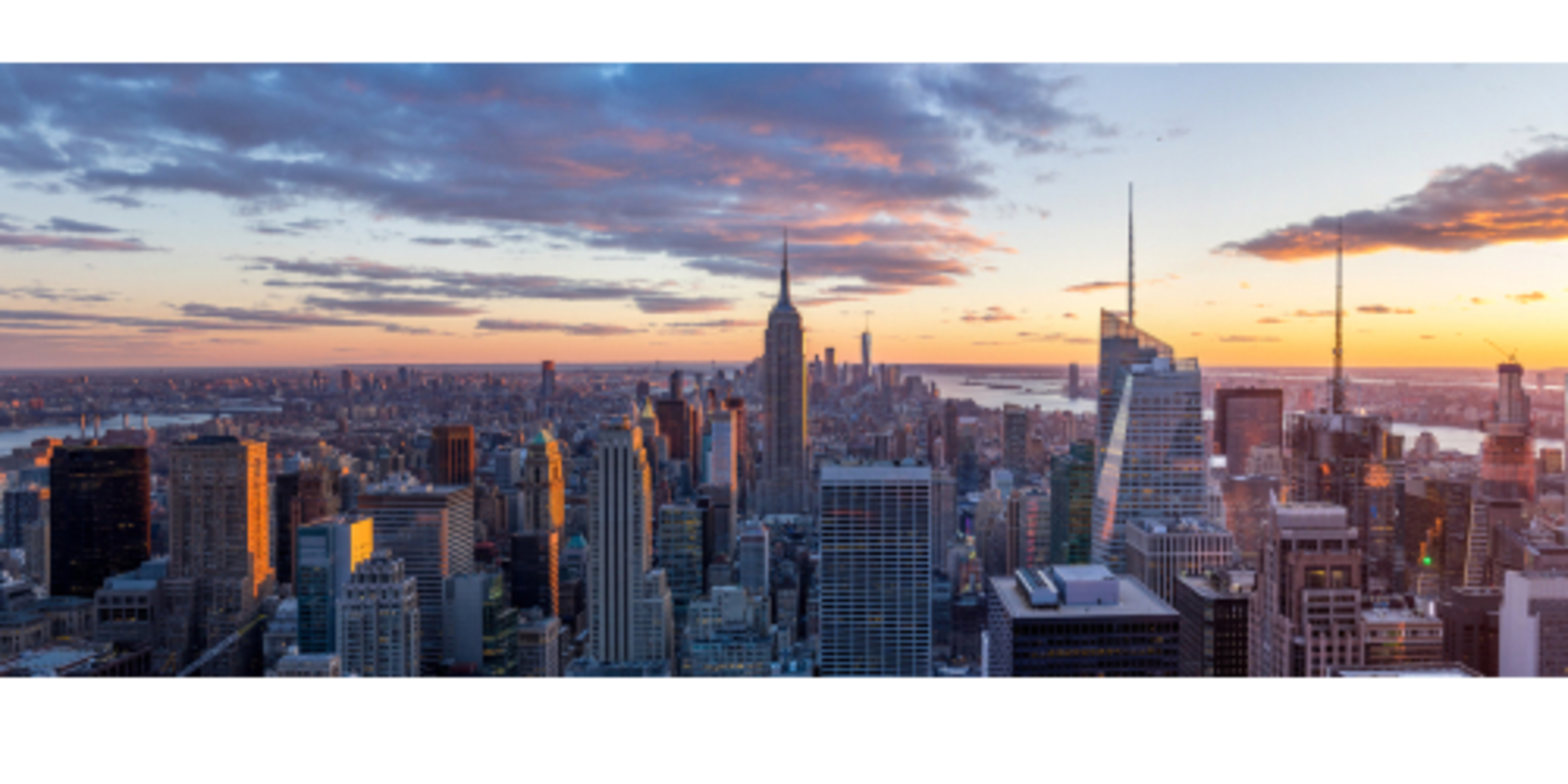 Skyline de Nueva York al atardecer.