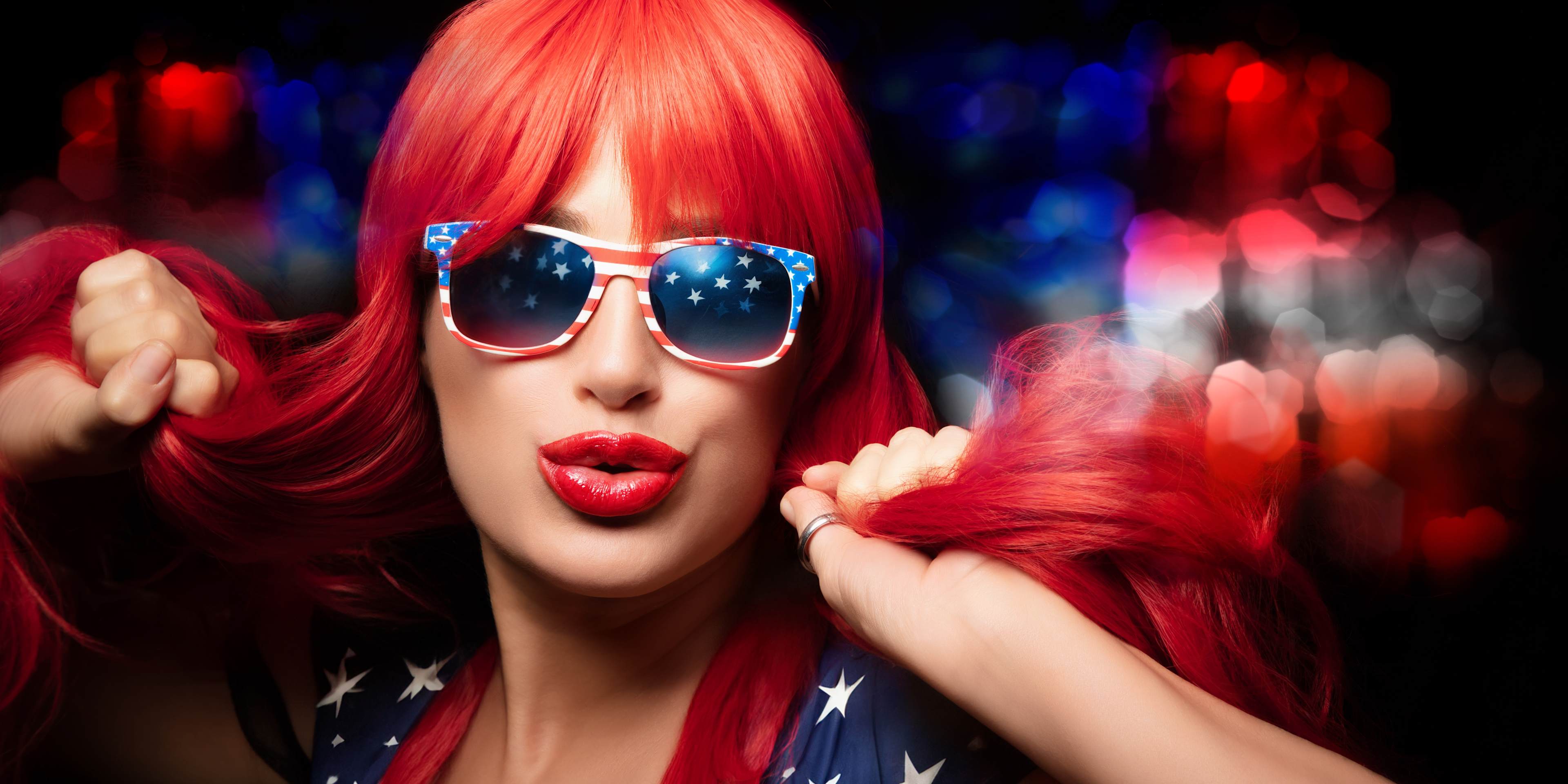 woman in USA getup on 4th july