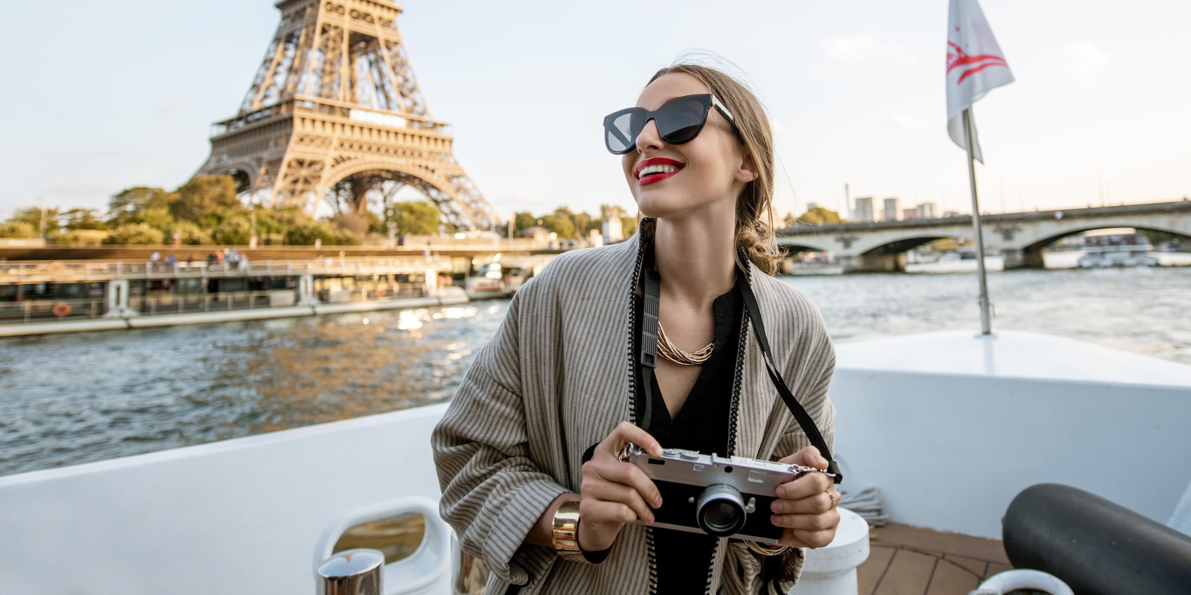 Tourist on Seine cruise