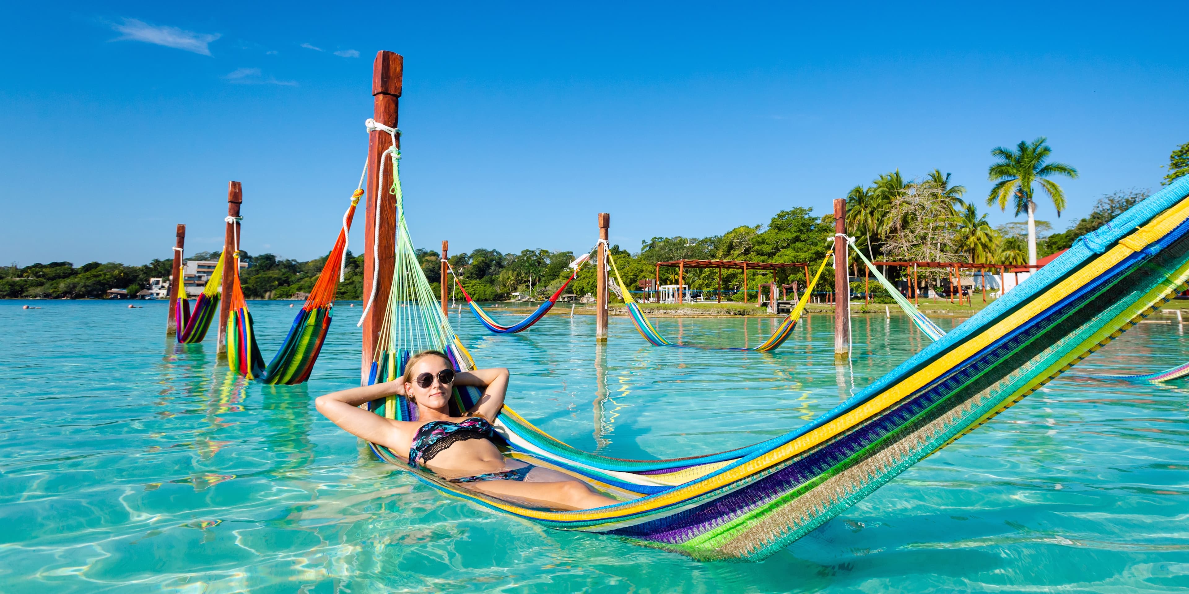 Woman in a Hammock on a Beach in Cancun
